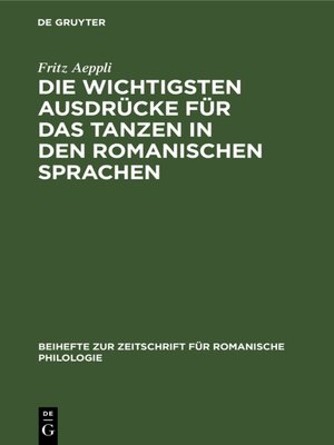 cover image of Die wichtigsten Ausdrücke für das Tanzen in den romanischen Sprachen